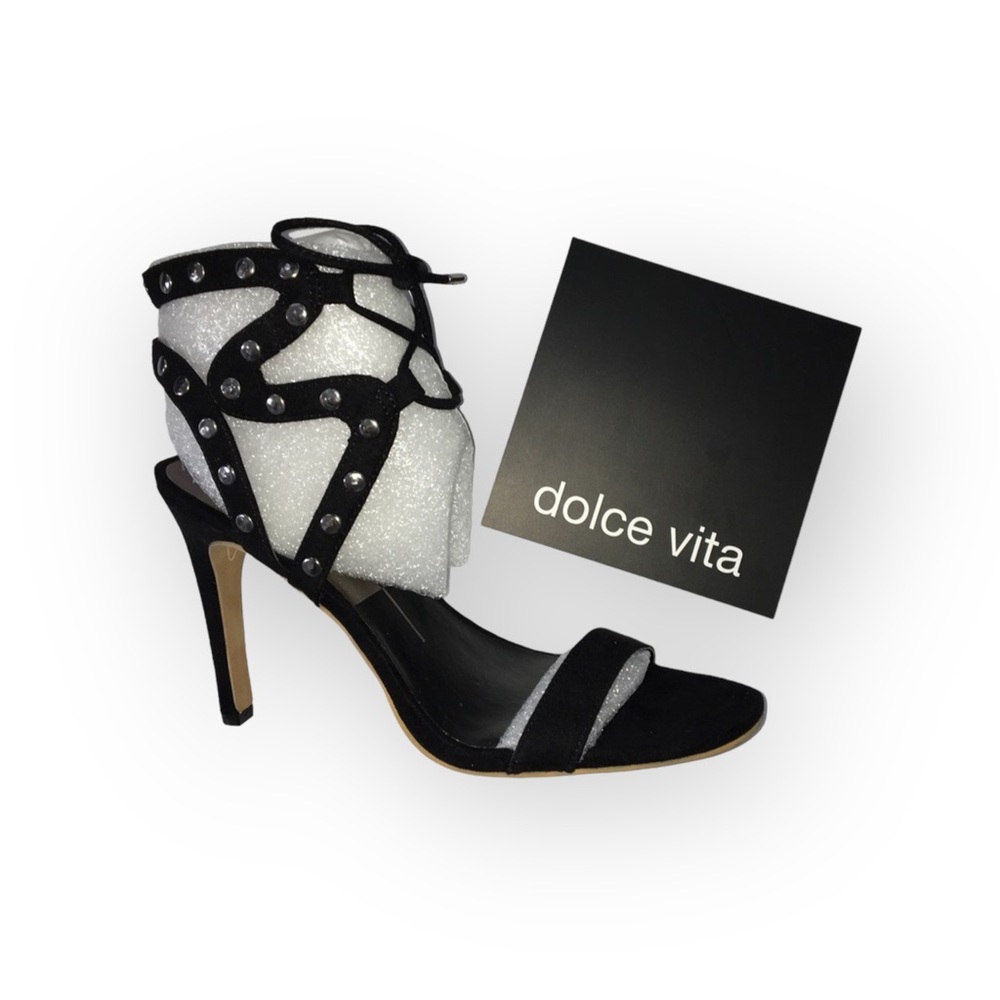 new Dolce Vita ❁ Studded Gladiator Heeled Sandals ❁ Black Stud Suede ❁ 8.5M ❁ - Picture 12 of 13